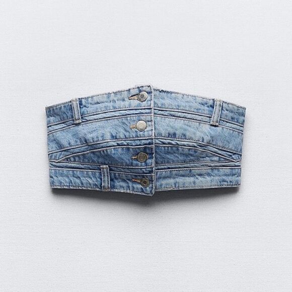 ZARA TRE DENIM BANDEAU TOP - Picture 6 of 8